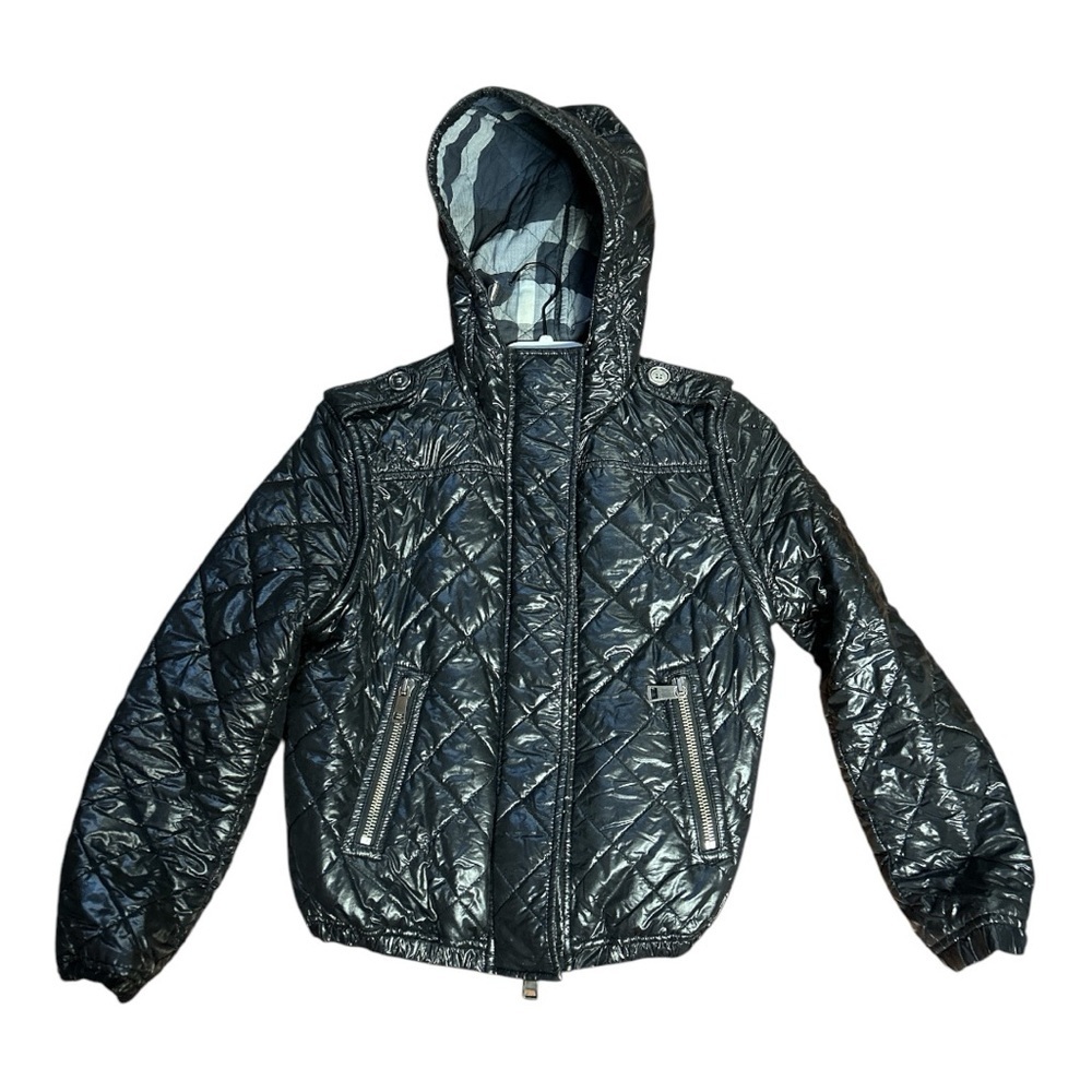 BURBERRY BRIT BLACK QUILTED PADDED DETACHABLE SLEEVE JACKET - Picture 5 of 10